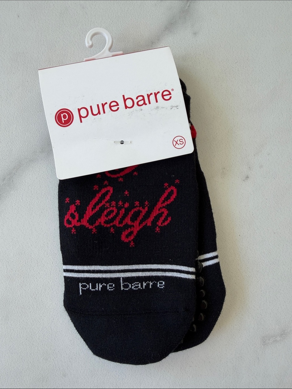 Pure Barre Christmas Black & Red 'Sleigh' Low-Rise Socks